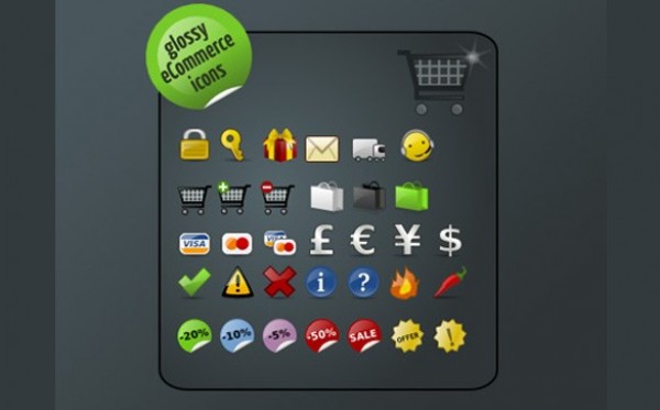 36 Glossy eCommerce Icons Pack PNG web unique ui elements ui stylish stickers simple shopping cart shopping bag quality original new modern interface icons hi-res HD fresh free download free euro elements ecommerce download detailed design credit card creative clean   