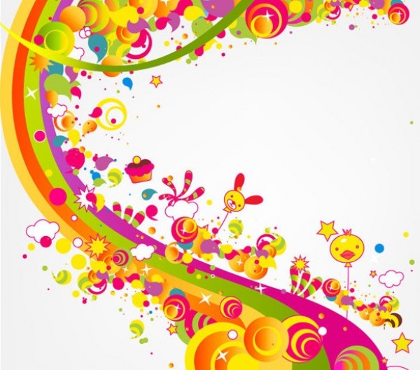 Happy Cute Abstract Rainbow Vector Background web vector unique ui elements stylish rainbow quality party original new illustrator high quality hi-res HD happy graphic fresh free download free festive eps download design cute creative colorful children background abstract   