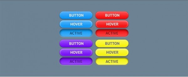 Colorful 3 State UI Buttons Set PSD yellow web unique ui elements ui stylish states simple red quality purple original normal new modern interface hover hi-res HD fresh free download free elements download detailed design creative colorful clean buttons blue active   