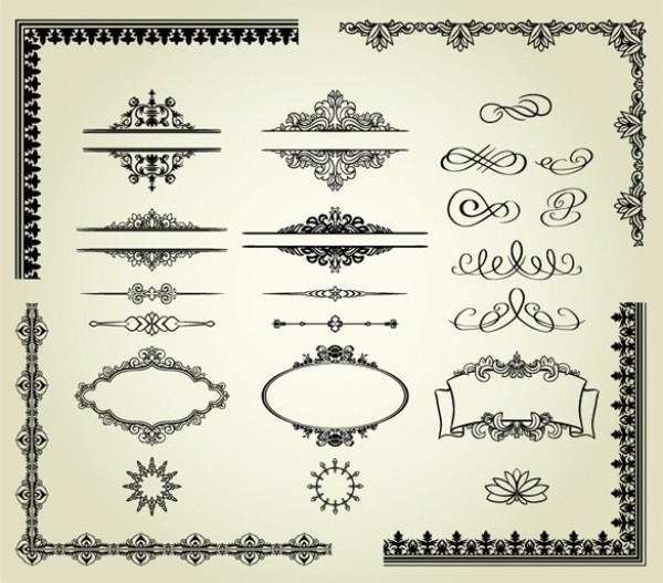 Vintage Vector Elements Design Set web vintage vector unique ui elements stylish quality original new interface illustrator high quality hi-res HD graphic fresh free download free frames flourishes elements download detailed design elements design creative borders   