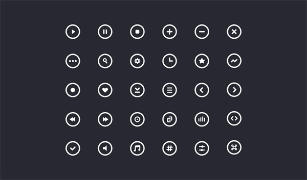 30 Simple Circle Outline Icons Set white ui elements ui set outline icons line icons icons free download free circle icons set circle icons   