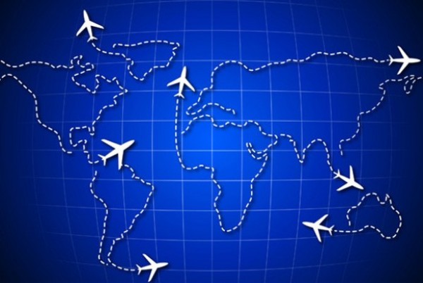 Unique Vector Air Travel World Map Background world travel world map web vector unique ui elements travel poster travel stylish quality outline original new jet interface illustrator high quality hi-res HD graphic fresh free download free flight eps elements download dotted detailed design creative continents blue airplane air travel ai   