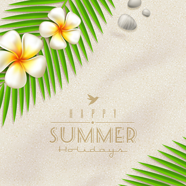 Tropical Summer Sand Floral  Background web vector unique ui elements tropical summer beach background summer stylish sand quality plumeria palms original new interface illustrator high quality hi-res HD Hawaiian graphic fresh free download free flowers eps elements download detailed design creative background   