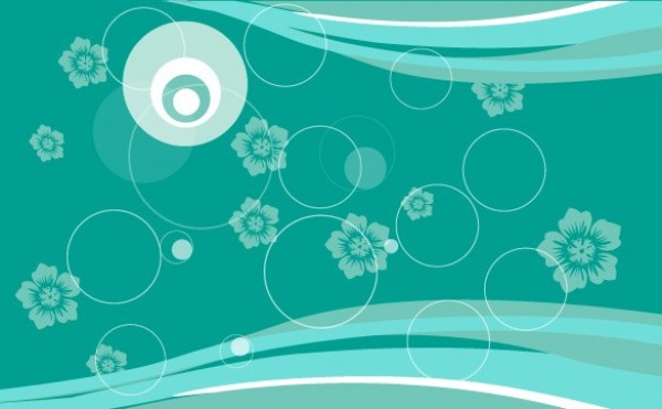 Sea Blue Wave Circles & Floral Abstract Background web waves vector unique stylish quality original illustrator high quality green graphic fresh free download free floral download design creative circles blue background aqua ai abstract   