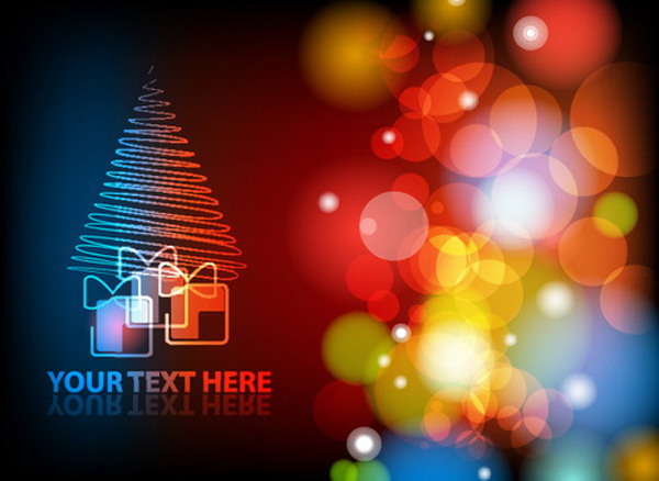 Colorful Christmas Tree Bokeh Background vector free download free colorful christmas tree christmas card bokeh background abstract   