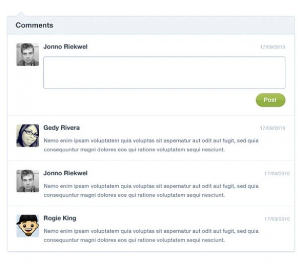 Clean Comment Form UI Post PSD web unique ui elements ui stylish quality psd post original new modern interface input field hi-res HD fresh free download free elements download detailed design creative comments comment form clean blog avatars   