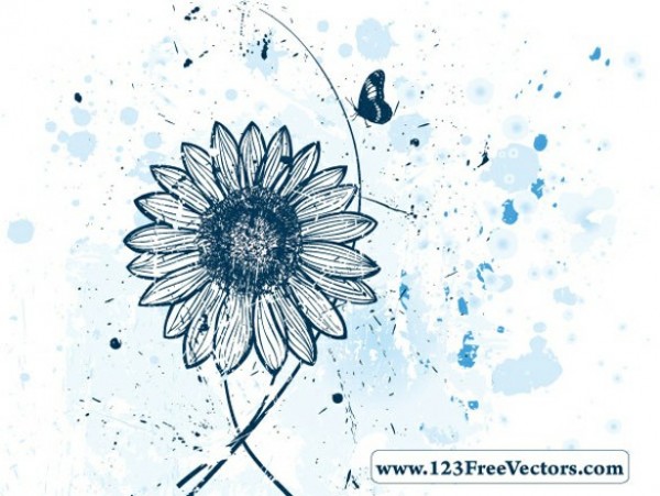 Blue Floral Watercolor Abstract Vector Background web watercolor vector unique ui elements sunflower stylish splatter quality original new interface illustrator high quality hi-res HD hand drawn grunge graphic fresh free download free flower floral eps elements download detailed design daisy creative butterfly blue background abstract   