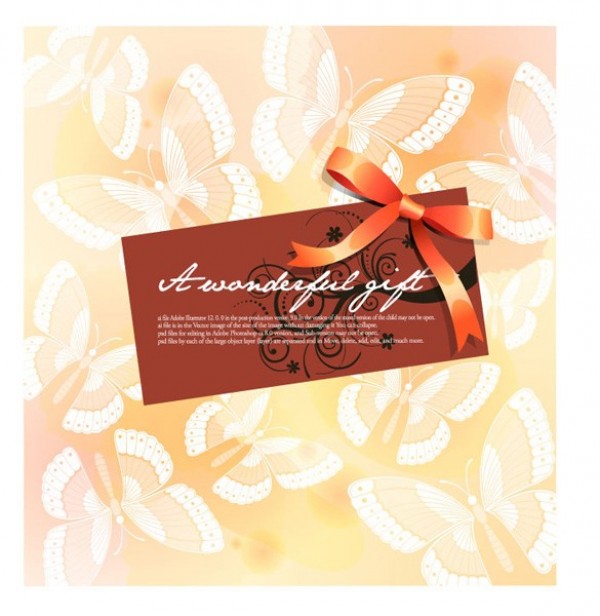 Subtle Butterfly Pattern with Gift Card & Bow web vector unique ui elements subtle stylish soft quality pattern original new interface illustrator high quality hi-res HD graphic gift card fresh free download free elements download detailed design creative butterfly pattern butterflies bow background ai   