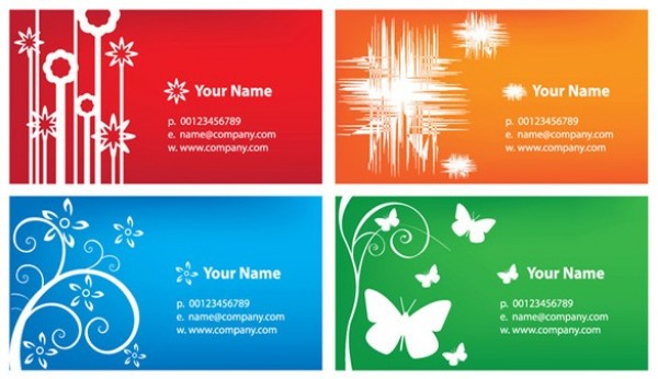 Colorful Business Card Templates Vector Set web vector unique ui elements template stylish set red quality original orange new nature interface illustrator high quality hi-res HD green graphic fresh free download free floral eps elements download detailed design creative butterflies business card blue abstract   