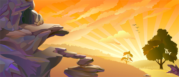 Rock Formation Sunset Background wilderness web vector unique ui elements tree sunset sun rays stylish rocks rays quality original new nature interface illustrator high quality hi-res HD graphic fresh free download free formation eps elements download detailed design creative cliff background abstract sunset abstract   