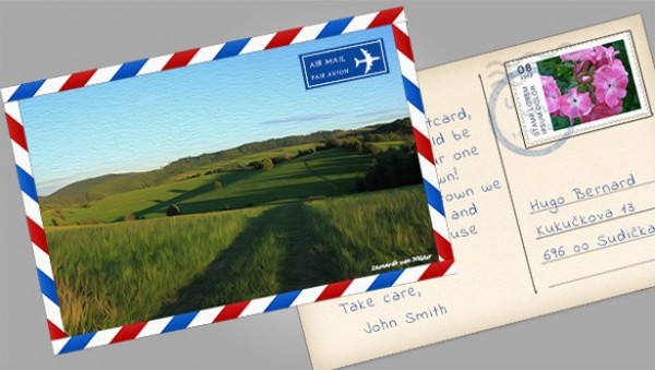 Airmail Stamped Postcard Design PSD web unique ui elements ui stylish stamp quality psd postcard photo personalized par avion original new modern mail interface image hi-res HD fresh free download free elements download detailed design creative clean card airmail   