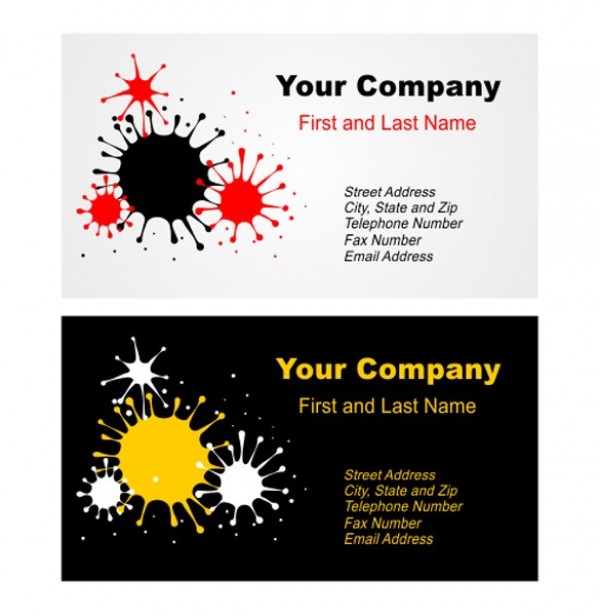 Splatter Abstract Business Card Vector Set web vector unique ui elements template stylish splatter splat set quality presentation original new interface ink illustrator identity high quality hi-res HD graphic fresh free download free eps elements download detailed design creative cdr card business card ai abstract   