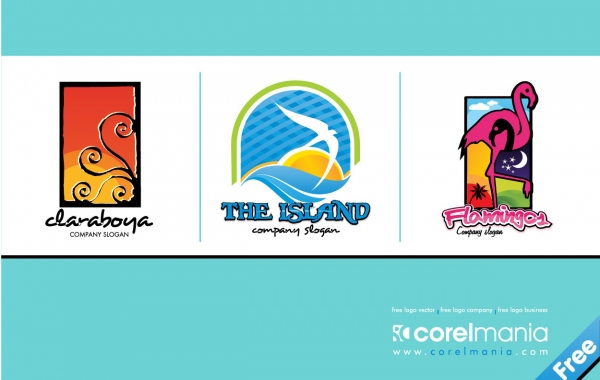 3 Tropical Travel Logotypes Logos vacation tropical travel sunset logotypes logos flamingos agency   
