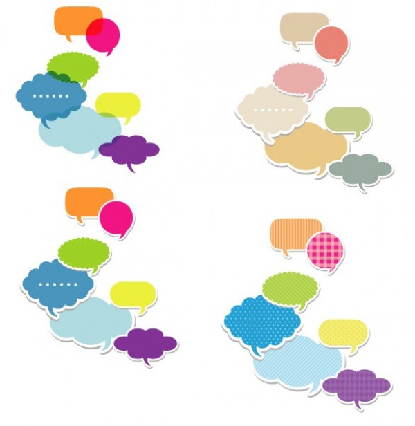 Collection of Creative Chat Clouds Vector Set web vector unique ui elements text stylish speech set retro quality quaint original new interface illustrator high quality hi-res HD graphic fresh free download free elements download dialog box detailed design creative colorful clouds chat   