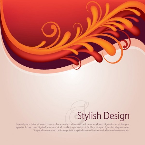 Stylish Orange Floral Abstract Vector Background web vector unique ui elements stylish quality original orange new interface illustrator high quality hi-res HD graphic fresh free download free floral elements download detailed design creative background abstract   