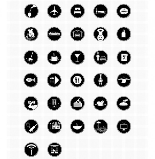 32 Round Hotel & Travel Vector Icons Set web vector travel icons vector hotel icons vector unique ui elements travel icons travel stylish set quality pack original new mono interface illustrator hotel icons hotel high quality hi-res HD graphic fresh free download free elements download detailed design creative ai   