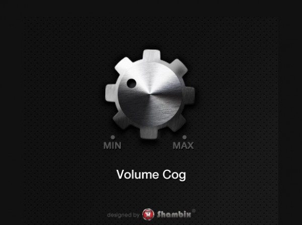 Metal Cog Gear Style Volume Control Interface web volume control volume unique ui elements ui stylish quality psd original new modern metal knob interface hi-res HD gear fresh free download free elements download detailed design creative control knob cog clean   