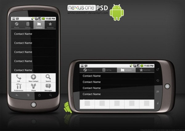 Google Nexus One Android Template PSD web unique ui elements ui template stylish quality psd phone original nexus one new modern mockup mobile interface hi-res HD google nexus one fresh free download free elements download detailed design creative clean cell adroid   