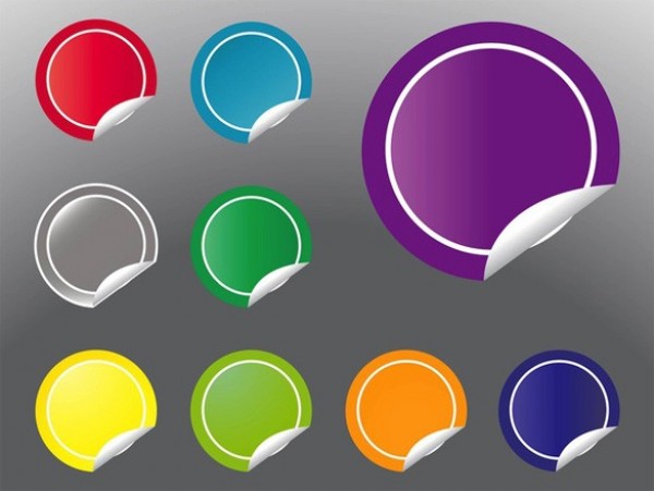 9 Colorful Round Curled Stickers Vector Set web vector unique ui elements stylish stickers set round stickers round red quality original new interface illustrator high quality hi-res HD green graphic fresh free download free elements download detailed design curled stickers curled curl creative colorful blue ai   