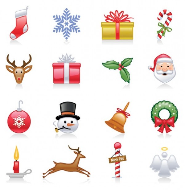 16 Holiday Christmas Vector Icons Set wreath web vector unique stylish santa reindeer quality original new illustrator icons high quality graphic gifts fresh free download free download design decorations creative christmas   