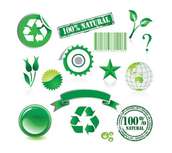 15 Green Environmental Vector Elements Set web vector unique ui elements stylish sticker star set ribbon recycle quality original new nature interface illustrator icons high quality hi-res HD green graphic fresh free download free environment elements eco earth download detailed design creative ai 100% natural   