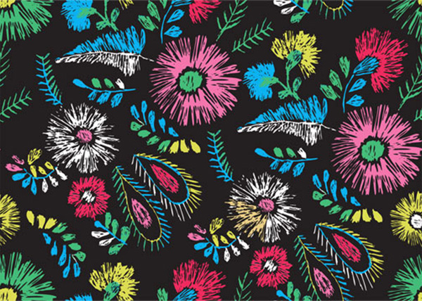 Hand Painted Floral Pattern Background vector seamless pattern mexican hand painted free download free flowers floral embroidery black background   
