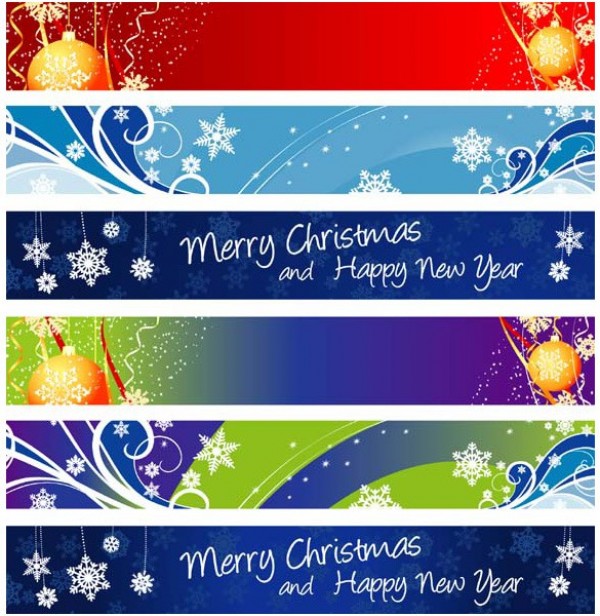 6 Christmas Ornamental Abstract Vector Banners Set web vector unique ui elements stylish snowflake snow quality ornament original new merry christmas interface illustrator holiday high quality hi-res HD graphic fresh free download free elements download detailed design decoration creative celebration bell   