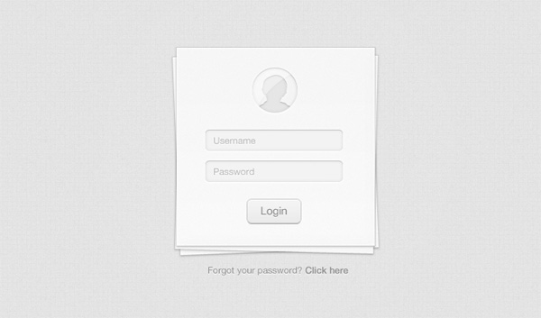 White Stacked Paper Login Form white ui elements stacked paper panel login form login free download free field download avatar   
