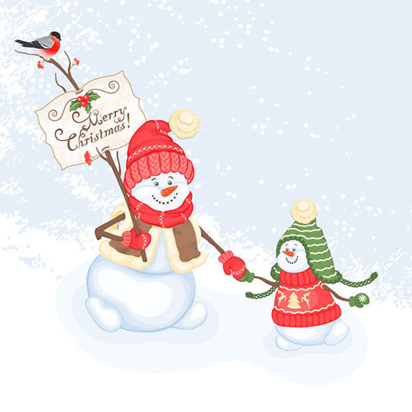 Happy Snowman Winter Scene winter vector snowman scene hats free download free christmas card background   