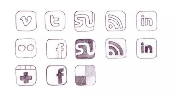 13 Hand Drawn Social Media Icons Set PNG web unique ui elements ui stylish social simple quality purple png original new networking modern media interface icons hi-res HD hand drawn fresh free download free elements download detailed design creative clean bookmarking   