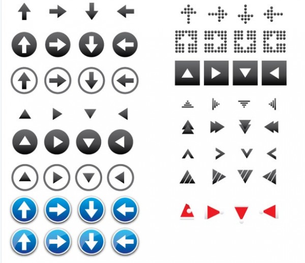 Pack of Vector UI Many Shaped Arrows Icons web vector arrows vector up unique ui elements stylish set red quality pack original new js interface illustrator html high quality hi-res HD graphic fresh free download free forward elements download down directional arrows detailed design creative blue backward arrows set arrows ai   