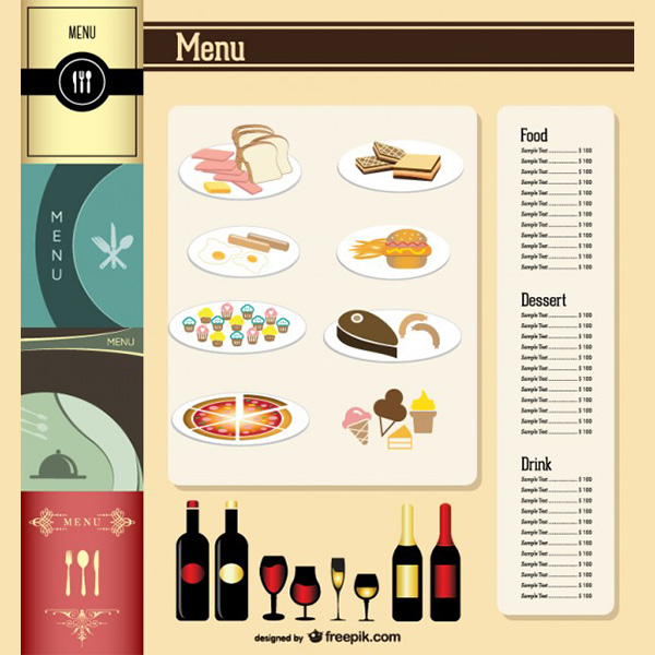 Menu Design Elements Vector Set wine vector menu vector menu free download free dining cover breakfast   