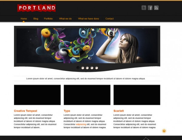 Portfolio Land website psd web application web 2.0 design psd file photoshop files multiple pages high resolution fully layered dark   