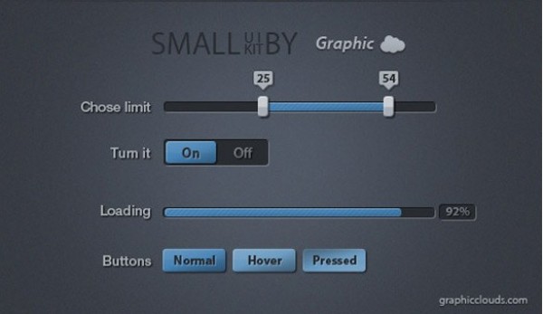 Sweet Small Blue Web UI Kit PSD web unique ui kit ui elements ui stylish simple quality original on/off switch new modern loading bar limit slider interface hi-res HD fresh free download free elements download detailed design creative clean buttons blue   