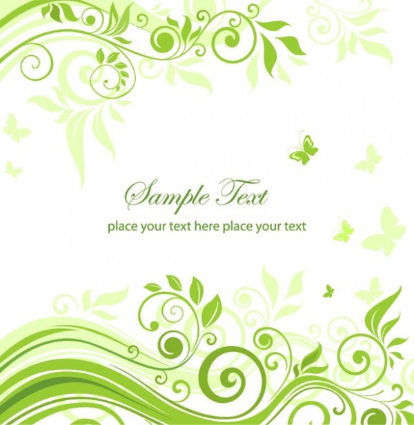 Green Floral with Butterfly Abstract Vector Background web vector unique ui elements swirl stylish quality original organic new nature leaves interface illustrator high quality hi-res HD green graphic fresh free download free floral eps elements download detailed design creative butterfly background   