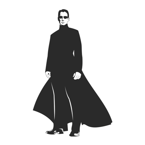 Silhouette Vector Neo from Movie Matrix vector standing silhouette neo movie matrix man illustration free download free   