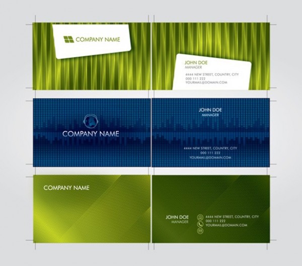3 Futuristic Business Card Template Vector Set web vector unique ui elements template stylish quality print ready presentation original new metallic interface illustrator identity high quality hi-res HD green graphic futuristic fresh free download free elements download detailed design creative corporate card business card blue ai   