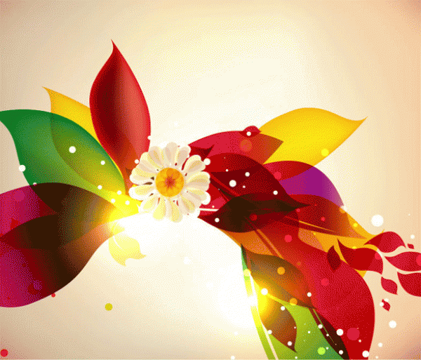 Glowing Colorful Floral Abstract Vector Background web vector unique ui elements transparent sun stylish red quality original new nature leaves interface illustrator high quality hi-res HD graphic glowing fresh free download free flower floral eps elements download detailed design daisy creative background autumn abstract   