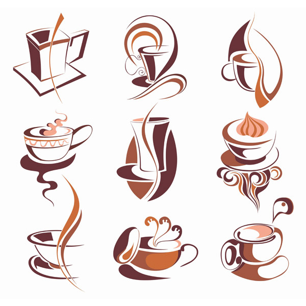 12 Abstract Coffee Cup Vector Icon Graphics vector tea steaming set lattes illustration icons icon graphics free download free espresso coffee shop coffee cup coffee cappuccino   