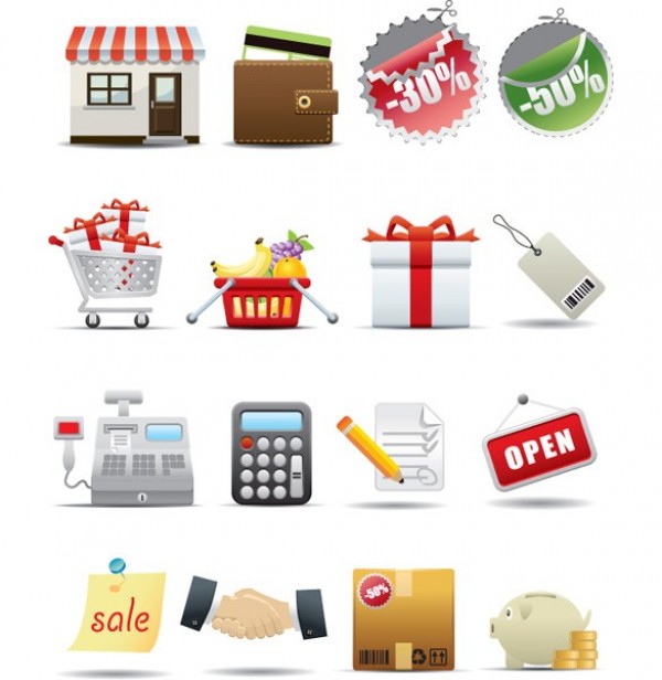 20 Supermarket Shopping Vector Icons Set web wallet vector unique ui elements supermarket stylish store shopping cart shopping sale quality original new money interface illustrator icons high quality hi-res HD graphic gift fresh free download free elements ecommerce download discount stickers detailed design creative cash register basket   