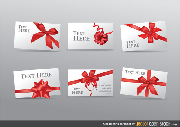 6 Red Bow Christmas Gift Card Set vector set red presentation gift card free download free christmas card bow   