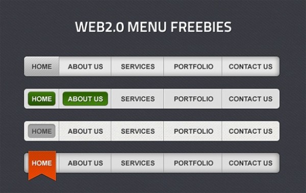 4 Smooth New Navigation Menus PSD web unique ui elements ui stylish simple ribbon quality original new navigation menu navigation modern menu interface hi-res HD grey gray fresh free download free elements download detailed design creative clean   