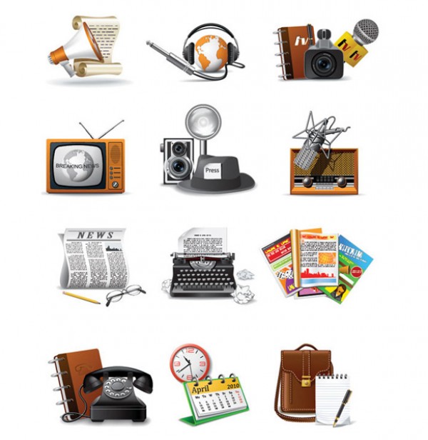 Set of 60's Theme Retro Communication Icons web vintage vectors vector graphic vector unique ultimate ui elements typewriter tv theme stylish sixties simple retro radio quality psd png photoshop phone pack original new modern mic jpg interface illustrator illustration icons ico icns high quality high detail hi-res HD GIF fresh free vectors free download free elements download detailed design creative communication clean camera ai 60's   