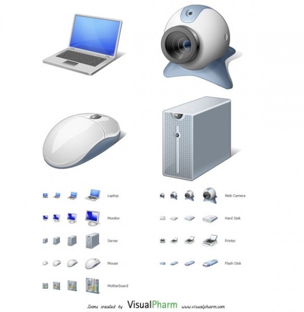 9 Computer Hardware Icons Set PNG webcam web unique ui elements ui stylish simple server quality printer original new mouse motherboard monitor modern laptop interface icons hi-res HD hardware hard disc fresh free download free flash disc elements download detailed design creative computer clean   