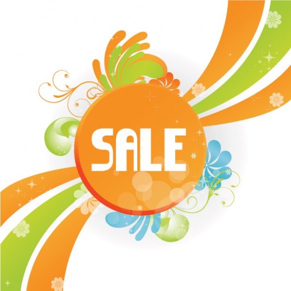 Bright Floral Sales Sign Vector Banner web vector unique ui elements stylish sign sales banner sales quality original orange new interface illustrator high quality hi-res HD graphic fresh free download free floral elements download detailed design creative   