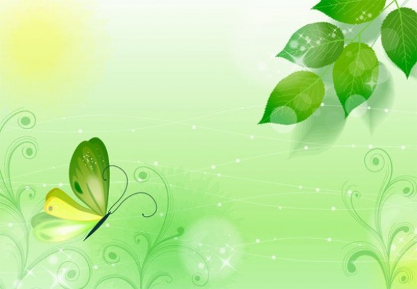 Springlike Green Nature Butterfly Abstract Background web vector unique ui elements summer stylish spring quality original new nature leaves interface illustrator high quality hi-res HD green graphic fresh free download free eps elements eco download detailed design creative butterfly background abstract   