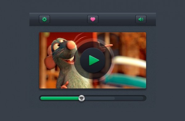 Dark Mini Web UI Video Player PSD web video player video unique ui elements ui stylish quality psd player play button original new modern mini video player mini interface hi-res HD green fresh free download free elements download detailed design dark video player dark creative clean   