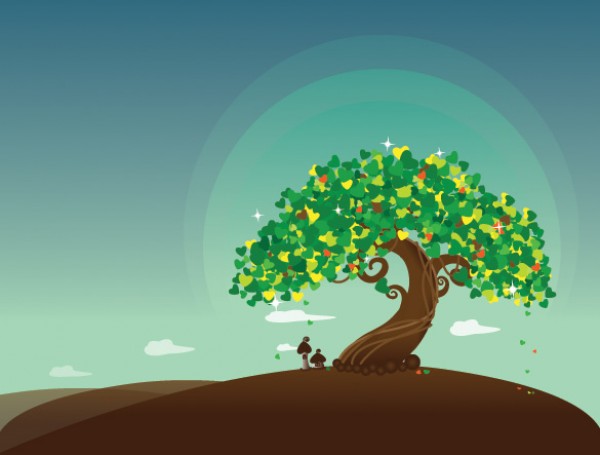 Solitary Wish Tree Vector Illustration wish web vectors vector graphic vector unique ultimate tree quality photoshop pack original new nature modern leaves illustrator illustration high quality heart leaves green fresh free vectors free download free download design creative background ai   
