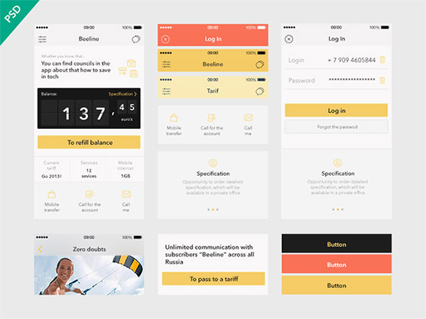 Beeline App Minimal UI Kit for iOS7 ui elements ui minimal ios7 free download free beeline ui kit beeline app beeline app   