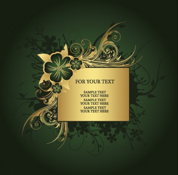 Golden Banner Floral Green Vector Background web vector unique ui stylish quality original new interface illustrator high quality hi-res HD green graphic golden gold fresh free download free floral elements download detailed design creative banner background abstract   